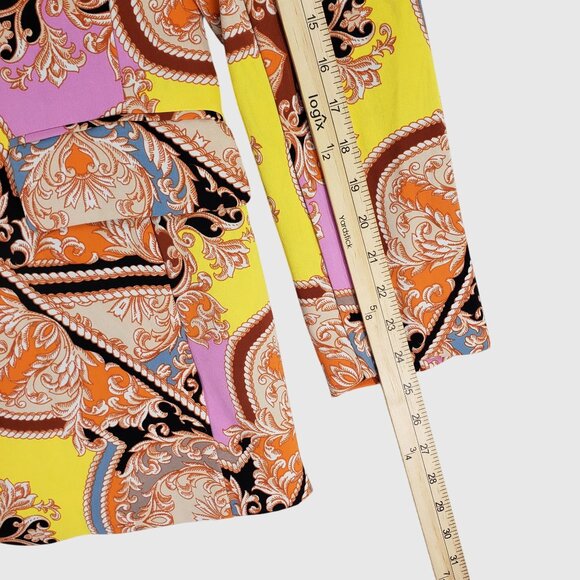 Intempo Womens Paisely Blazer Plus Pink Multicolor Italian Style Boxy Size M - Picture 5 of 8